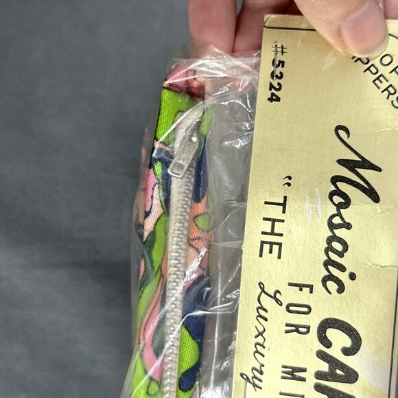 Vintage Zipper Pouches Set of 3 Mid Century Modern Mod Mosaic Carry All Trio - Picture 4 of 6